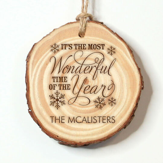 Most Wonderful Time of the Year Real Wood Ornament